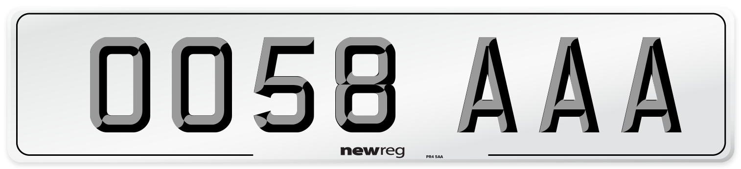 OO58 AAA Number Plate from New Reg